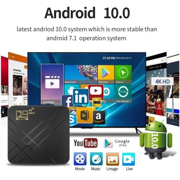 D9 PRO 2.4G/5G WIFI 4K HD Android TV Box, D9 PRO UK Plug, D9 PRO AU Plug, D9 PRO US Plug, D9 PRO EU Plug - Image 4