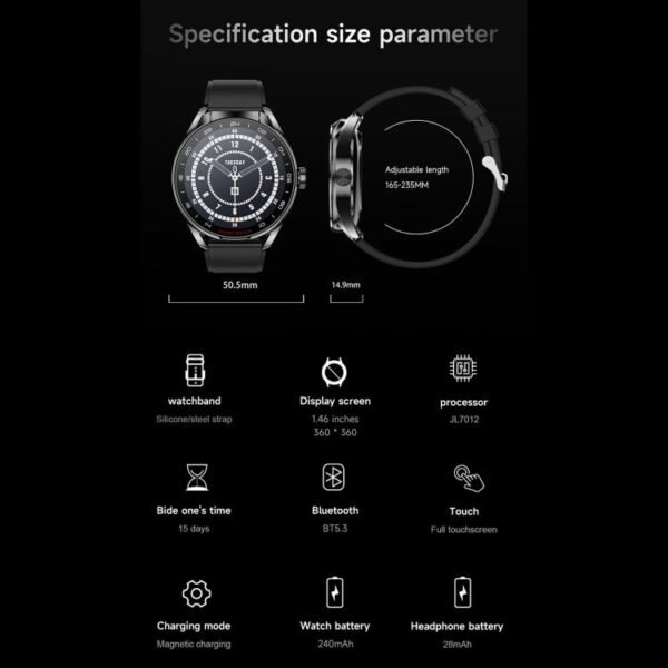 D9 1.46 inch 2 in 1 Bluetooth Earphone Smart Watch, Support Bluetooth Call / NFC / Heart Rate, D9 (Silver), D9 (Black) - Image 19