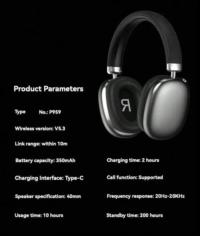 Auriculares inalámbricos Bluetooth 5.4 | Ultimate sonido Hi-Fi y batería de 12 h % Auriculares tipo diadema Premium con graves profundos y conexión estable