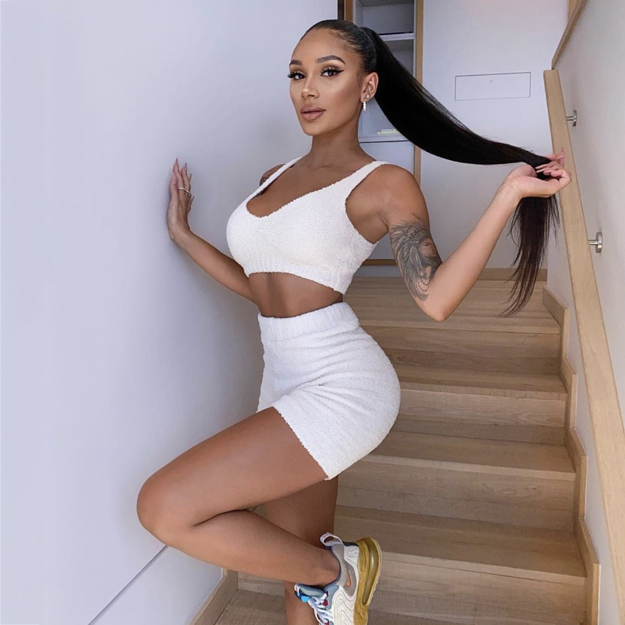 3pcs Womens Clothing Long Sleeve Crop Tank Top And Drawstring Shorts Pajama Set % 3pcs Womens Clothing Long Sleeve Crop Tank Top And Drawstring Shorts Pajama Set - Imagen 3