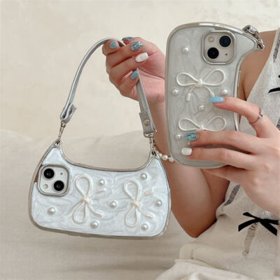 Pearl Bow Silicone Phone Case for iPhone